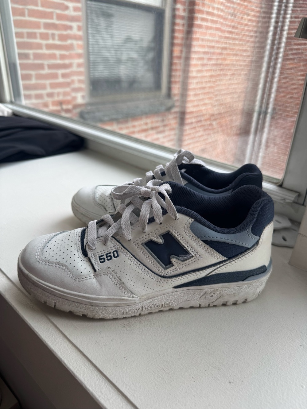 New Balance 550 Women’s White and Navy Leather Sneakers